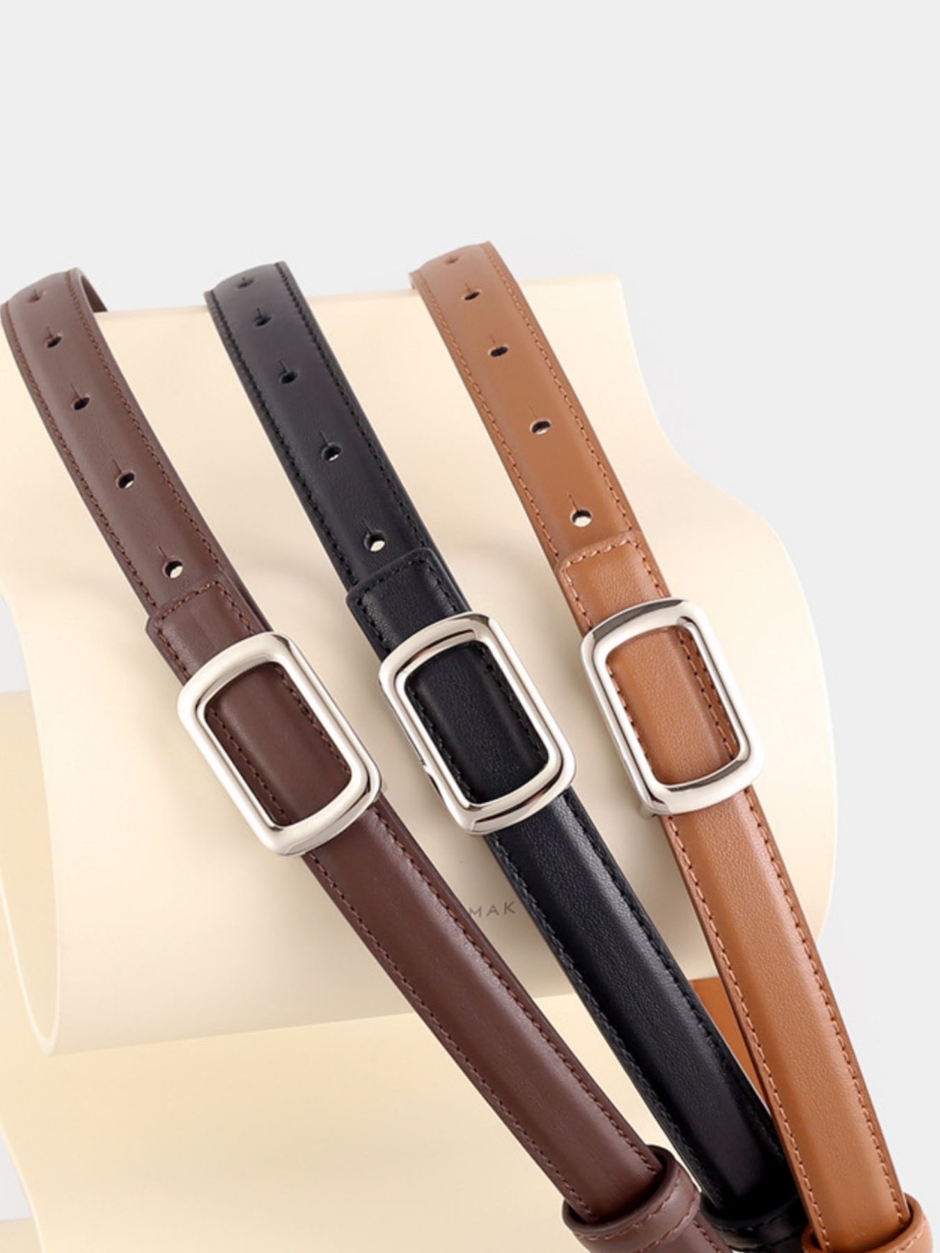Leather Skinny Belt with Buckle 3