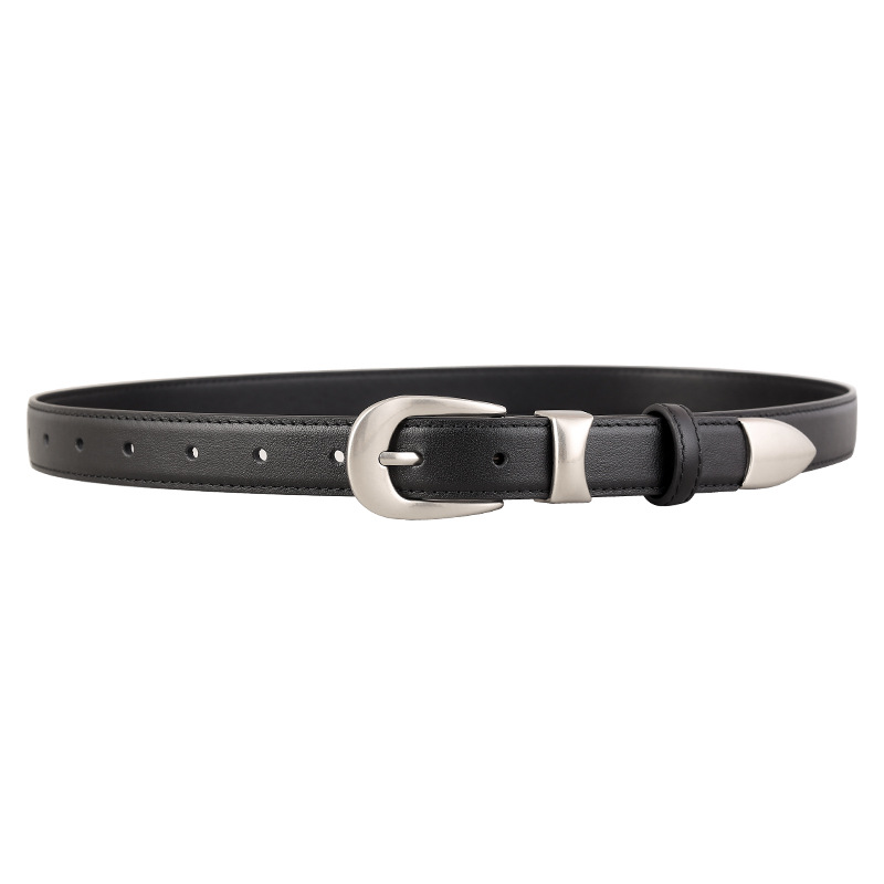 Classic Leather Belt with Silver Buckle 3
