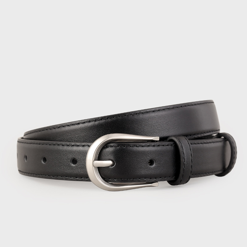Classic Leather Belt with Silver Buckle 2