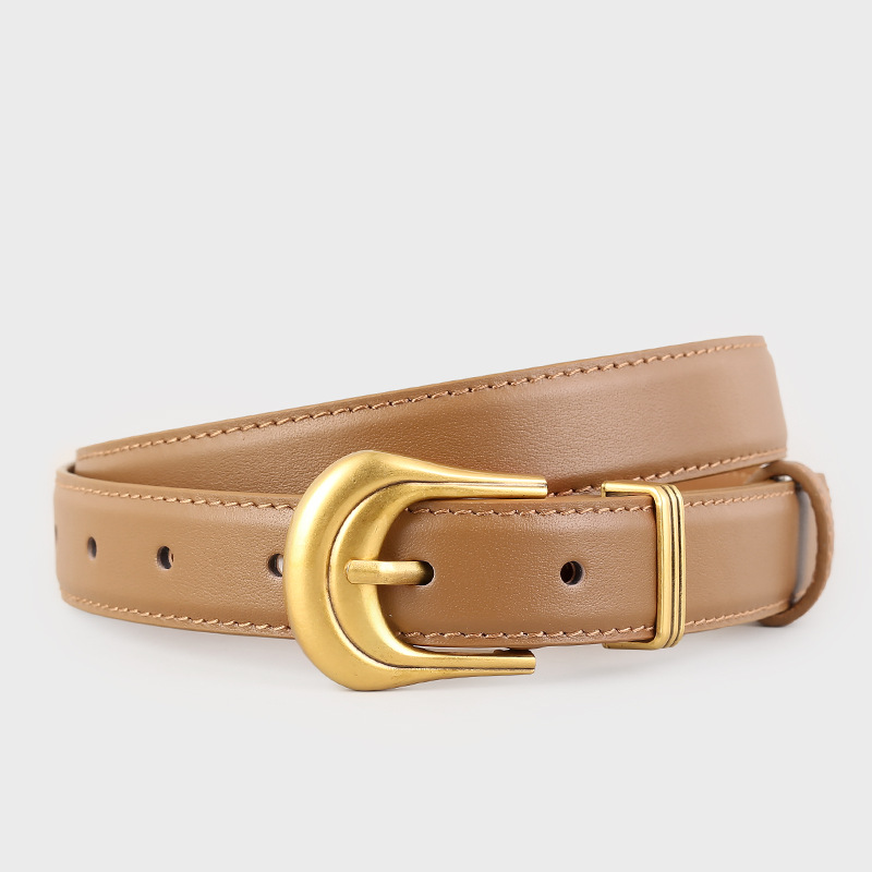 Classic Leather Belt with Golden Buckle 4