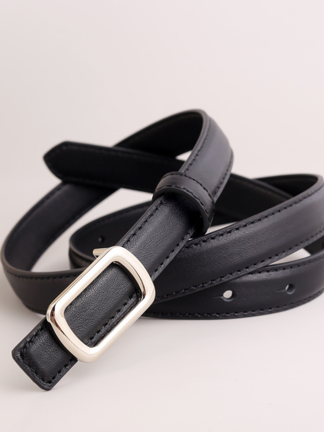 Leather Skinny Belt with Buckle 4