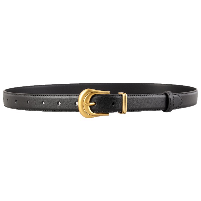Classic Leather Belt with Golden Buckle 3
