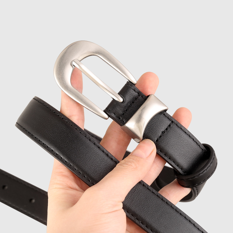 Classic Leather Belt with Silver Buckle 2