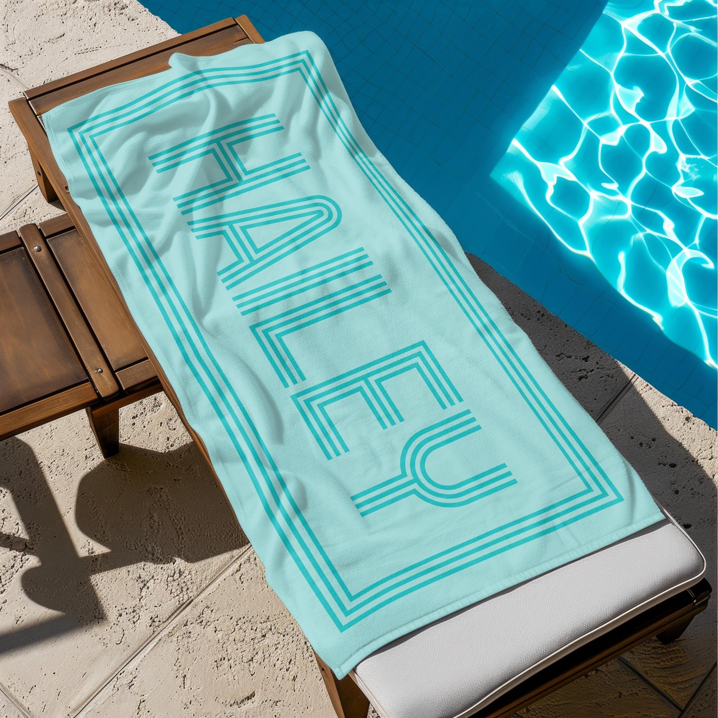 Personalized Retro Name Custom Beach Towel For Women Kids Girls Trip 2026 Preppy Aesthetic Pink Teal Red Microfiber Pool Towels Bridesmaid Gifts Monogrammed Bachelorette Party Favors Summer Travel Beach Vacation Essentials Accessories 2