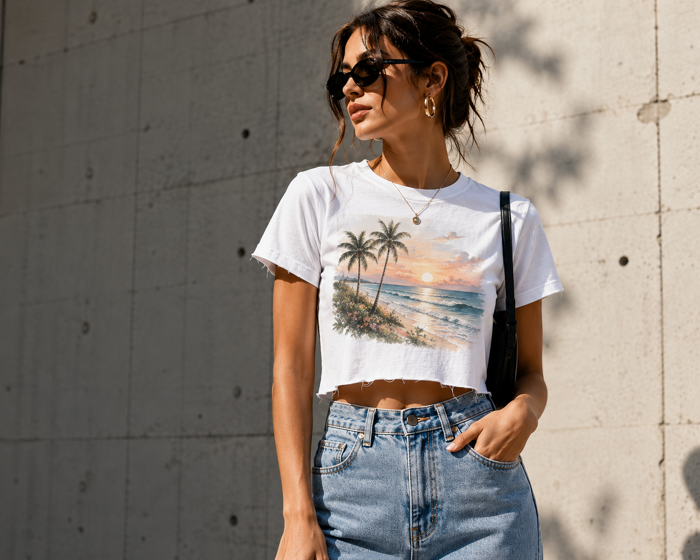 Raw-Hem Cropped T-shirt