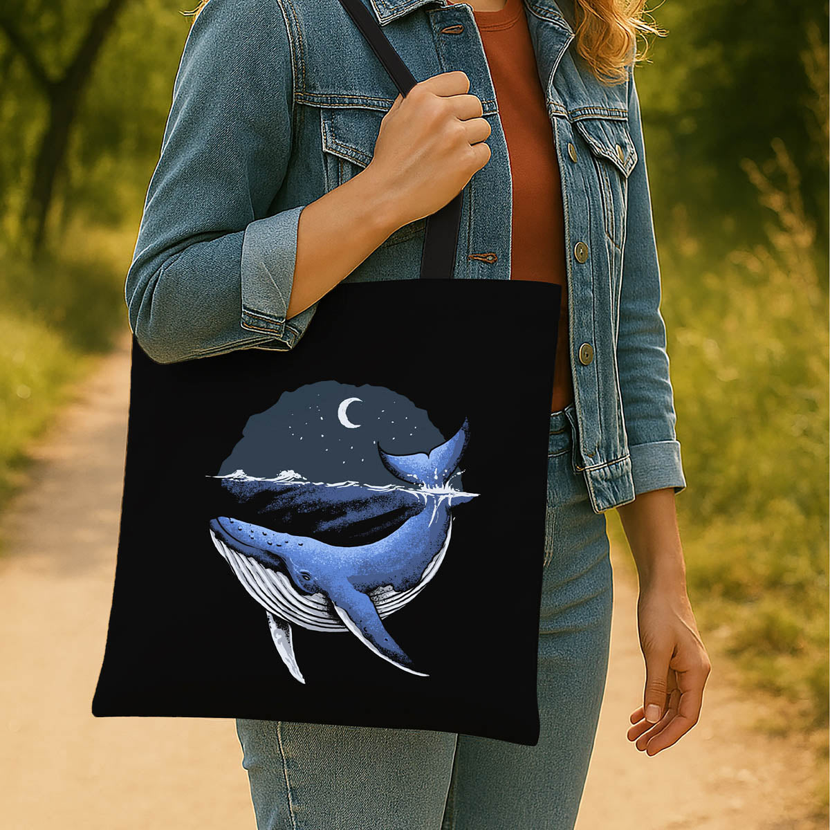 Blue Whale Ocean Theme Tote Bag 3
