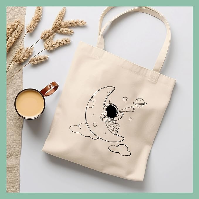 Nova Astronaut On Moon Cotton Tote Bags 3