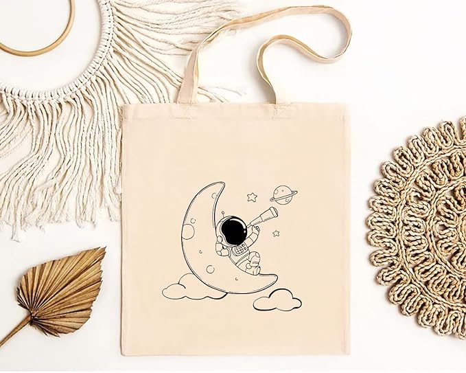 Nova Astronaut On Moon Cotton Tote Bags 2