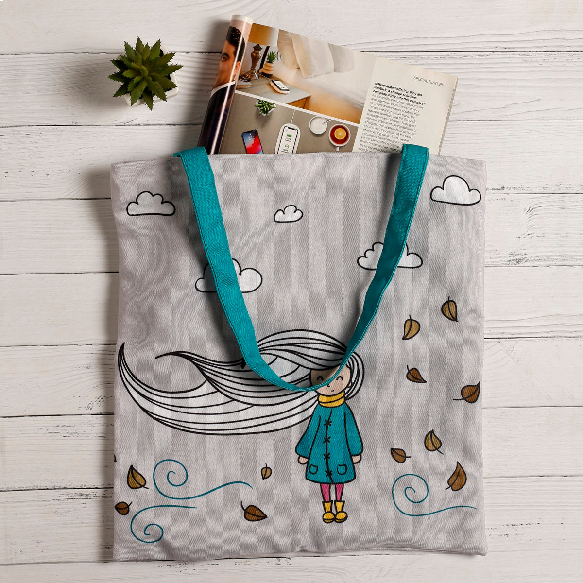 Little Girl Canvas Tote Bags 2