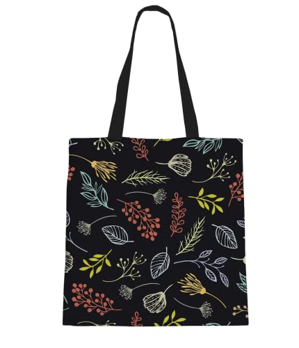 Christmas Leaves Cotton Canvas Tote Bags 5