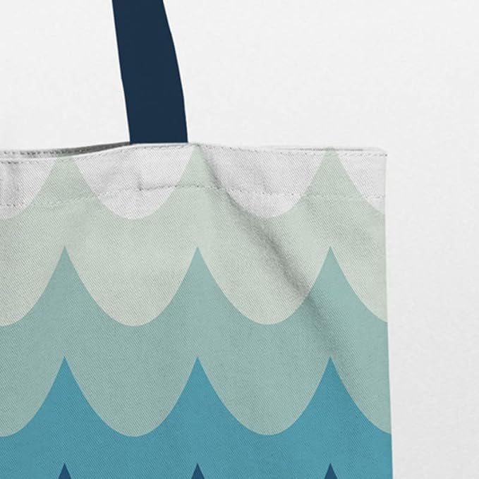 Ocean Waves Cotton Canvas Tote Bags 4