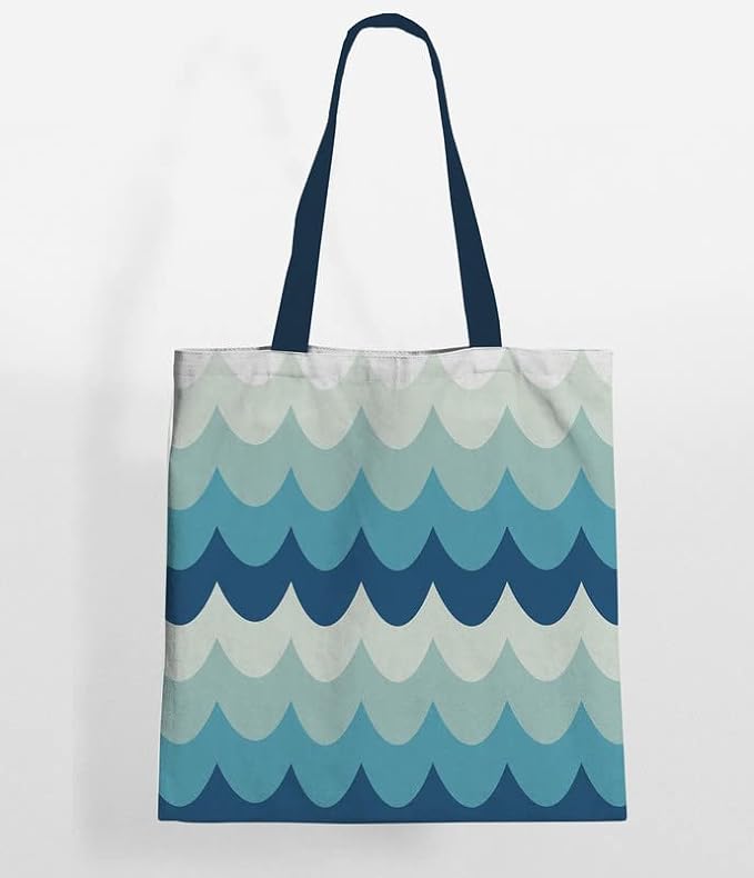 Ocean Waves Cotton Canvas Tote Bags 5