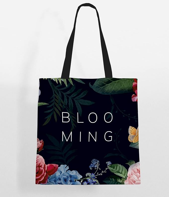 Blooming Cotton Canvas Tote Bags 4