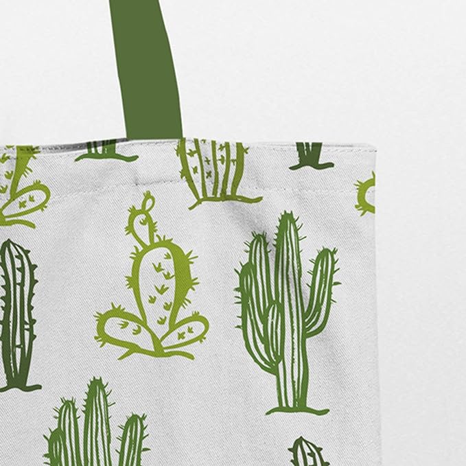 Cute Cactus Art Cotton Canvas Tote Bags 4