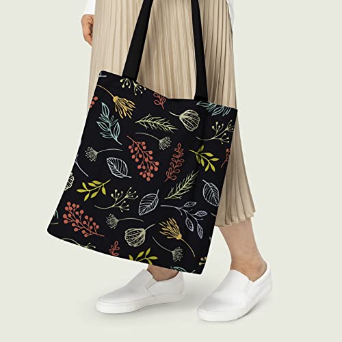 Christmas Leaves Cotton Canvas Tote Bags 3
