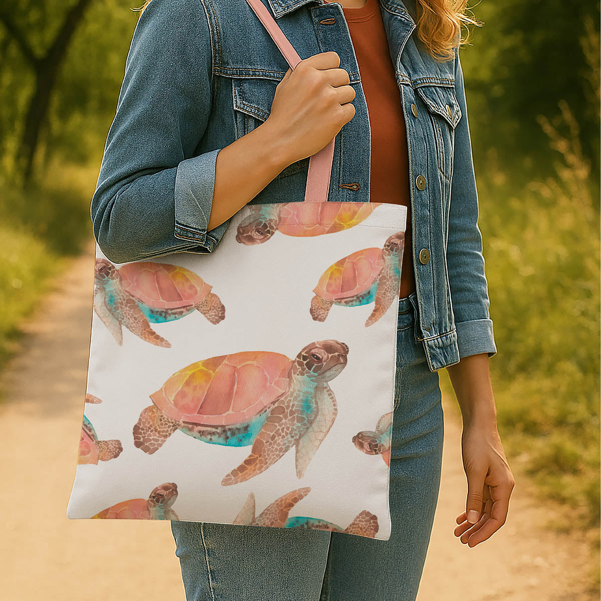 Turtle Art Ocean Theme Tote Bag 2