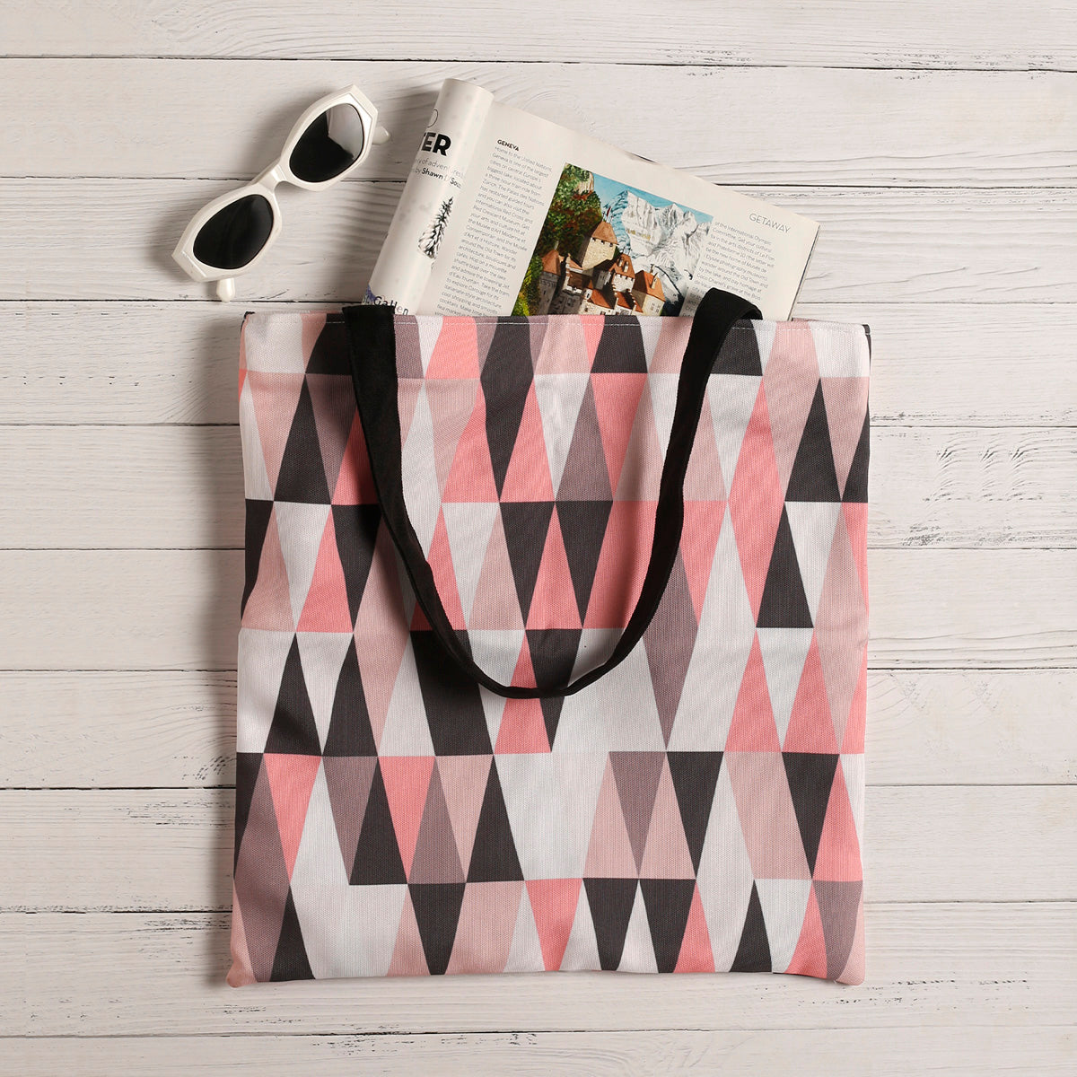 Geometric Cotton Canvas Tote Bags 3