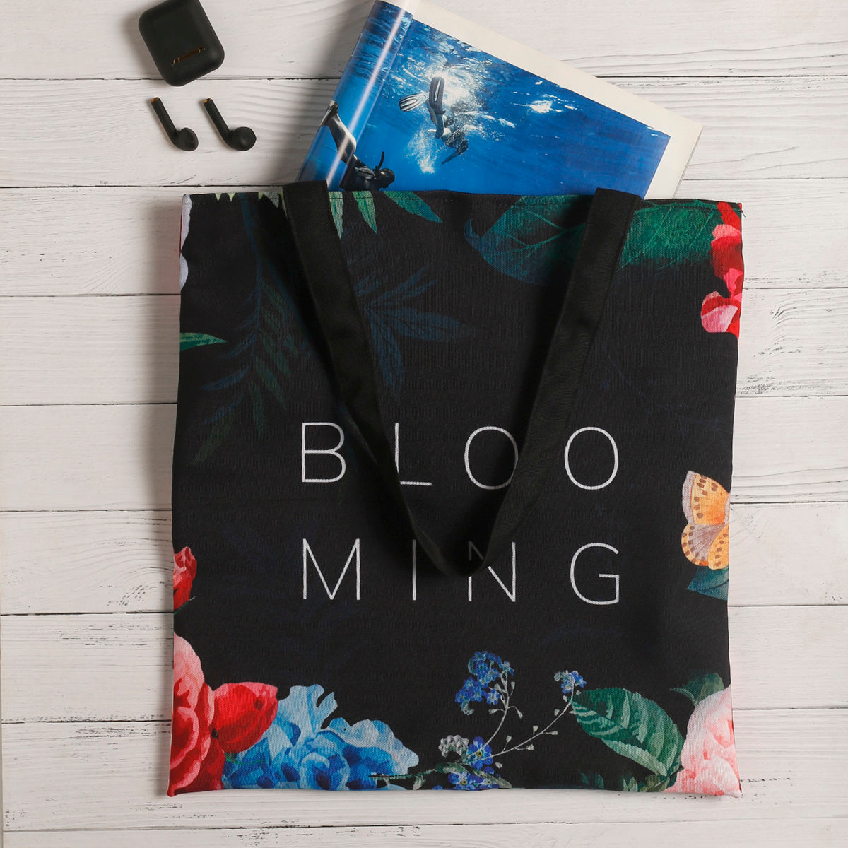Blooming Cotton Canvas Tote Bags 2