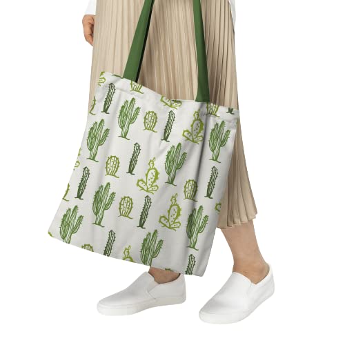 Cute Cactus Art Cotton Canvas Tote Bags 3