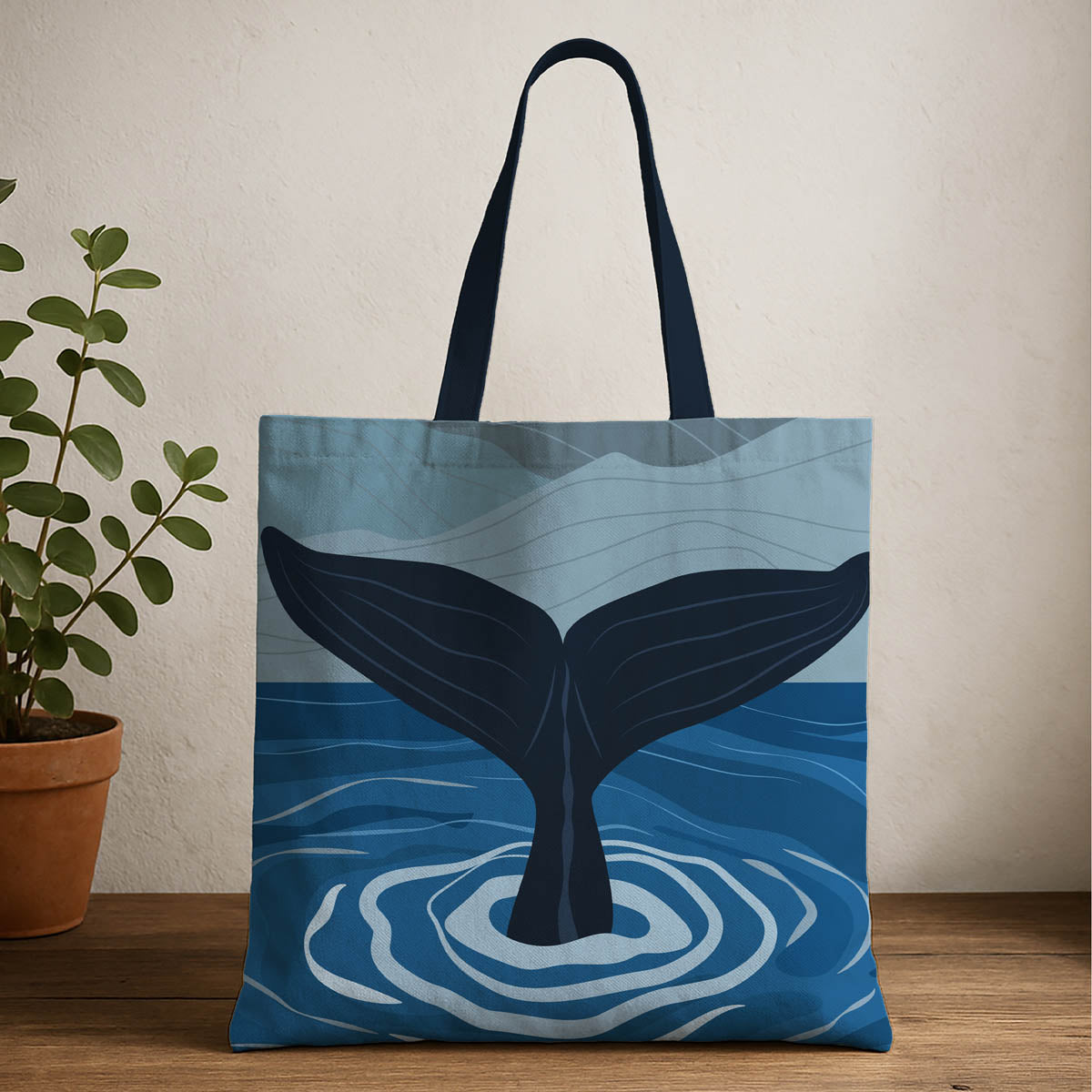 Cute Sperm Whale Ocean Theme Tote Bag 3