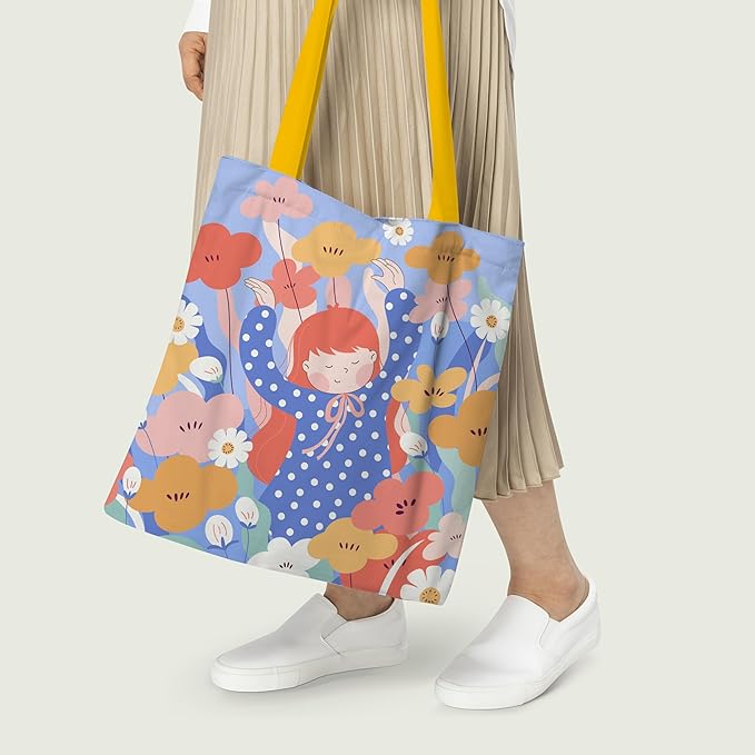 Happy Girl Canvas Tote Bag 4