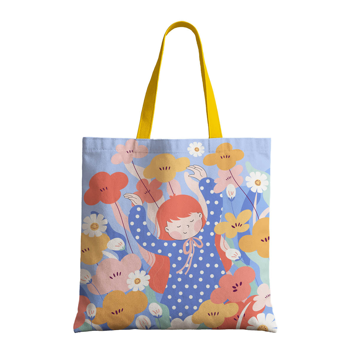 Happy Girl Canvas Tote Bag 5