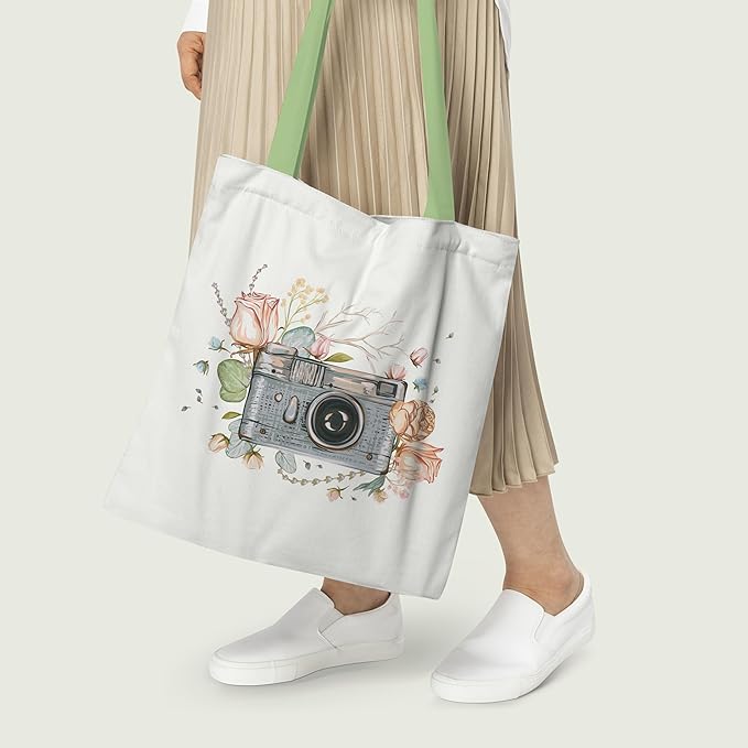 Vintage Camera Art Canvas Tote Bag 4
