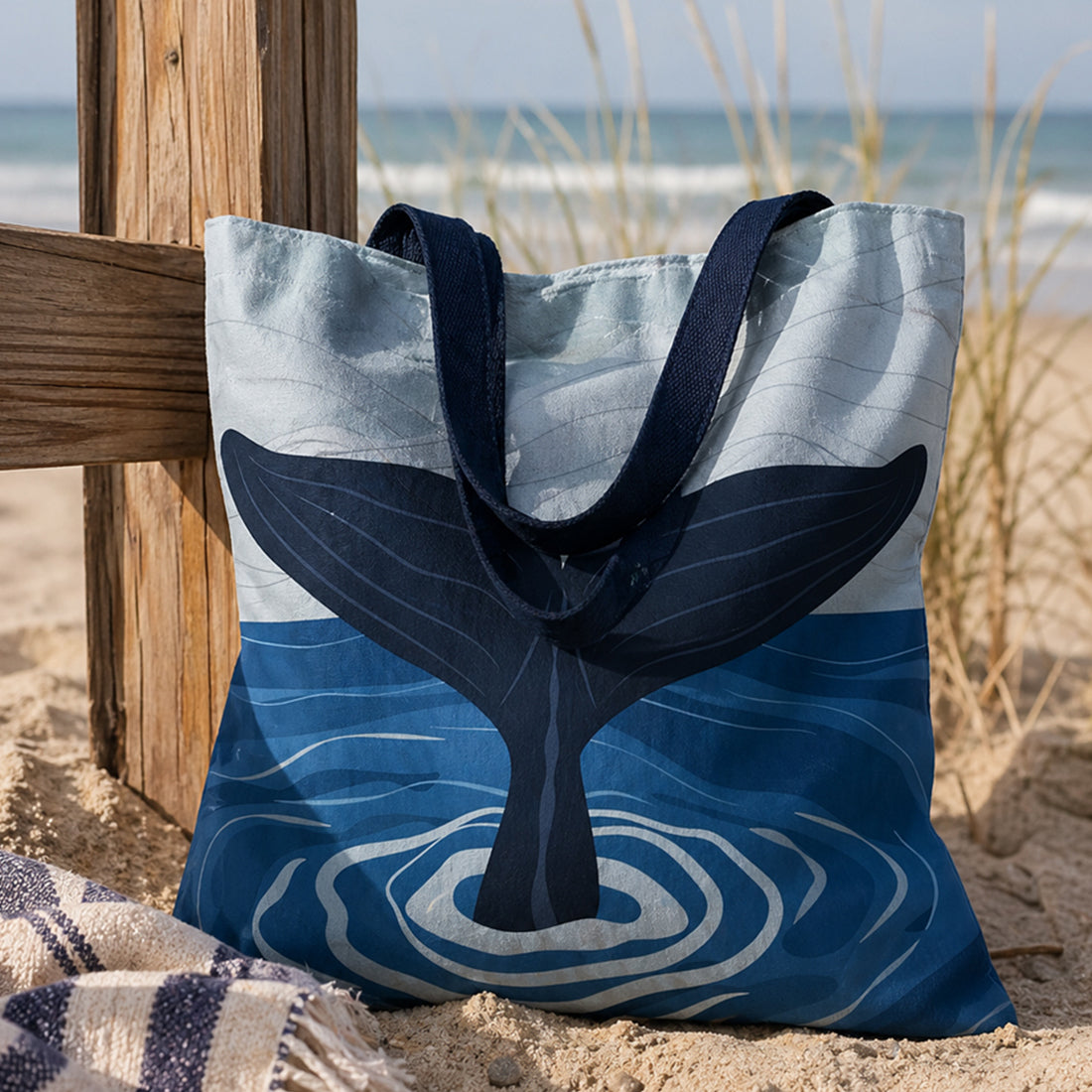 Cute Sperm Whale Ocean Theme Tote Bag 2