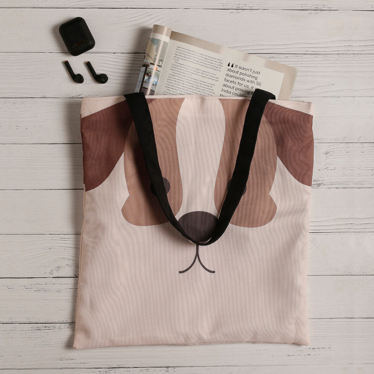 Cute Dog Cotton Canvas Tote Bags 3