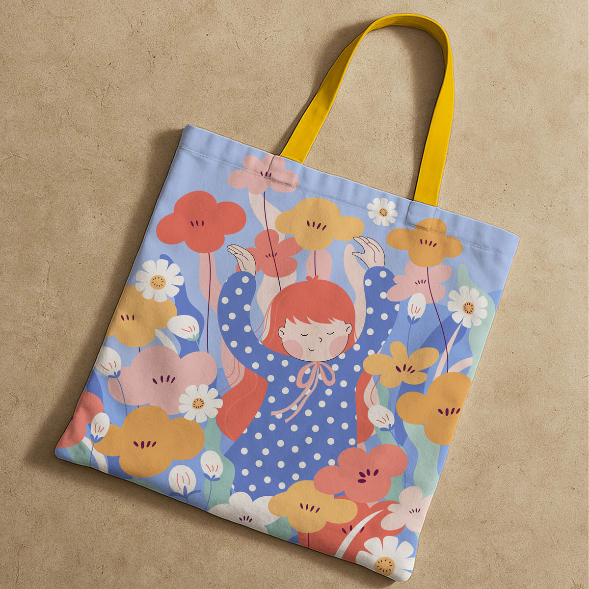 Happy Girl Canvas Tote Bag 3