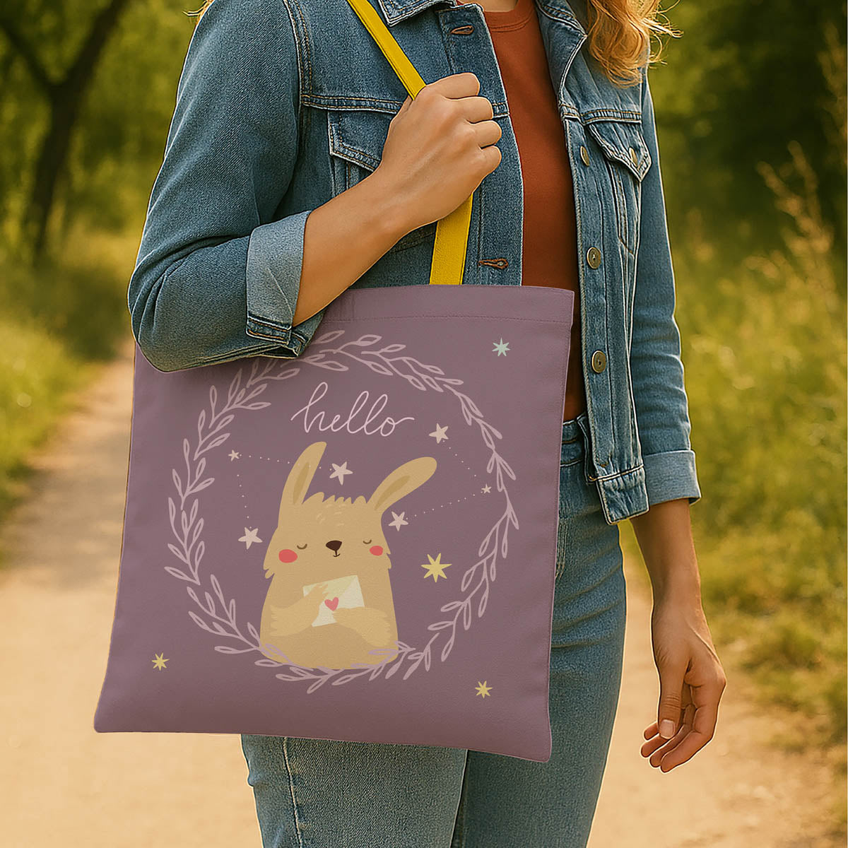 Enchanting Bunny Canvas Tote Bag 2