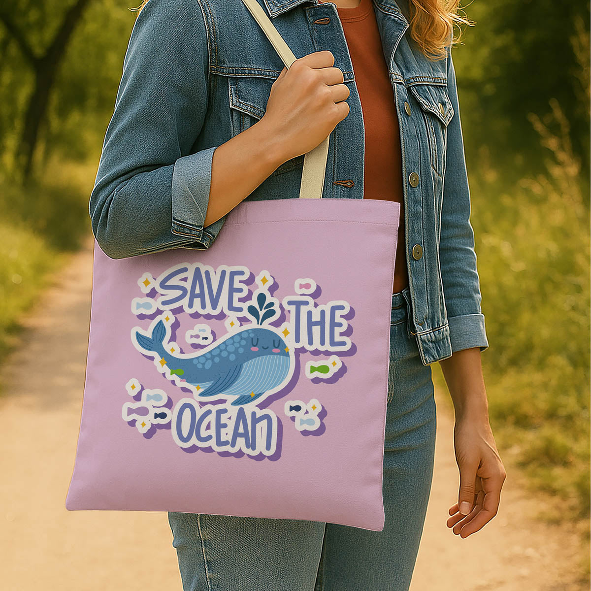 Save The Ocean Whale Ocean Theme Tote Bag 2