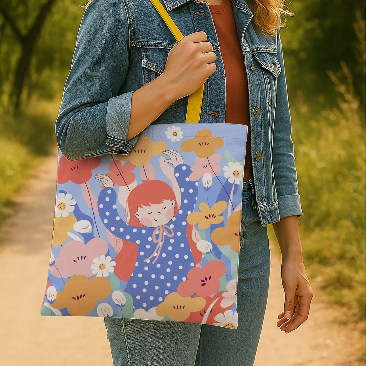 Happy Girl Canvas Tote Bag 2