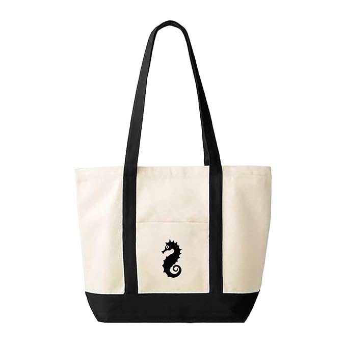 SeaHorse Embroidered Beach Tote Bag 3