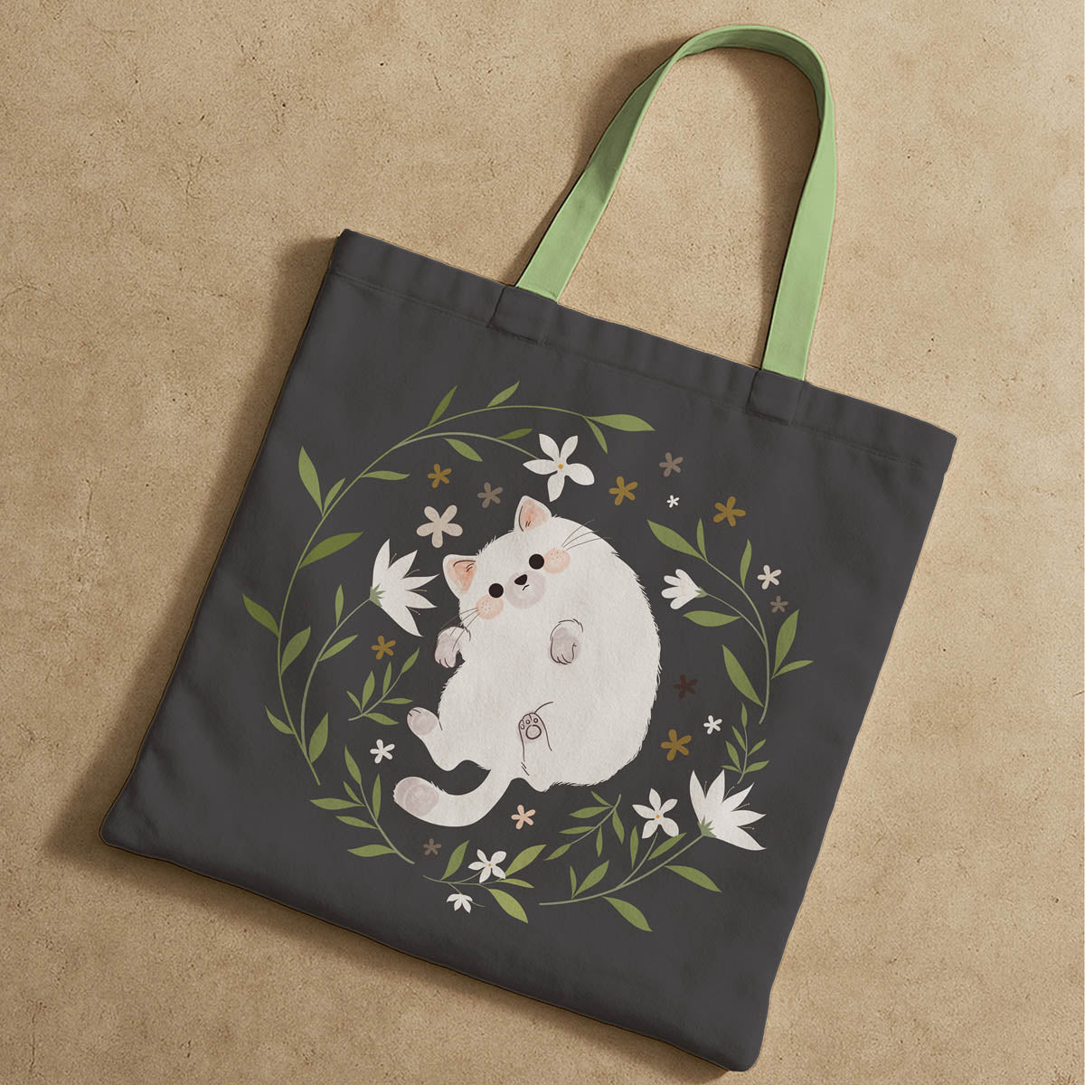 Cute Cat Canvas Tote Bag 3