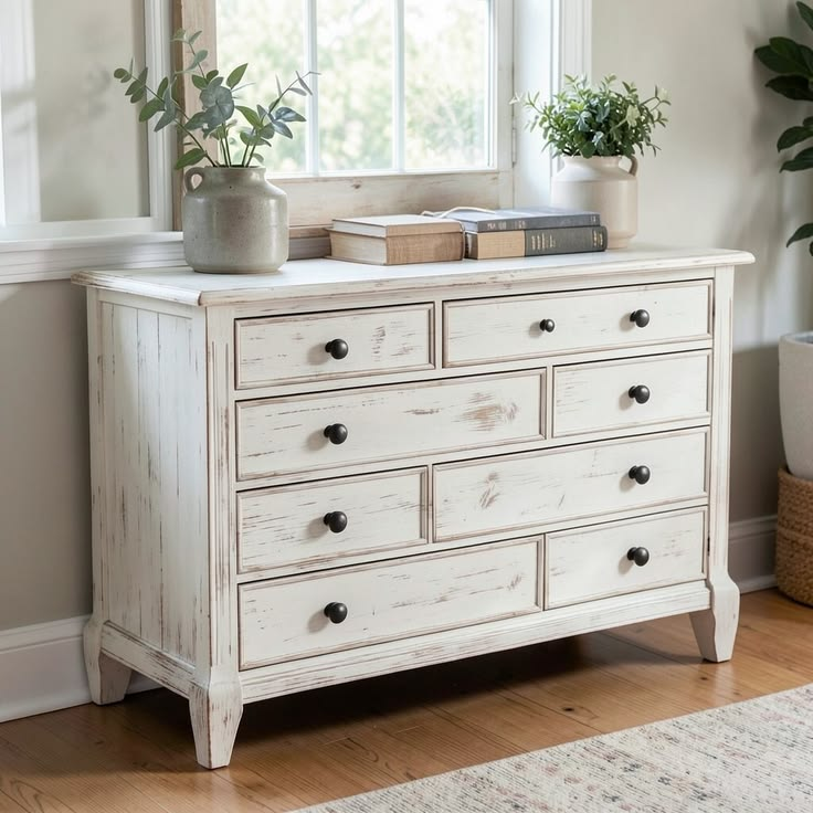 Utilize Vintage or Distressed Dressers