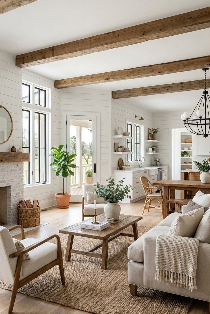 Natural Wood Accents and Exposed Beams