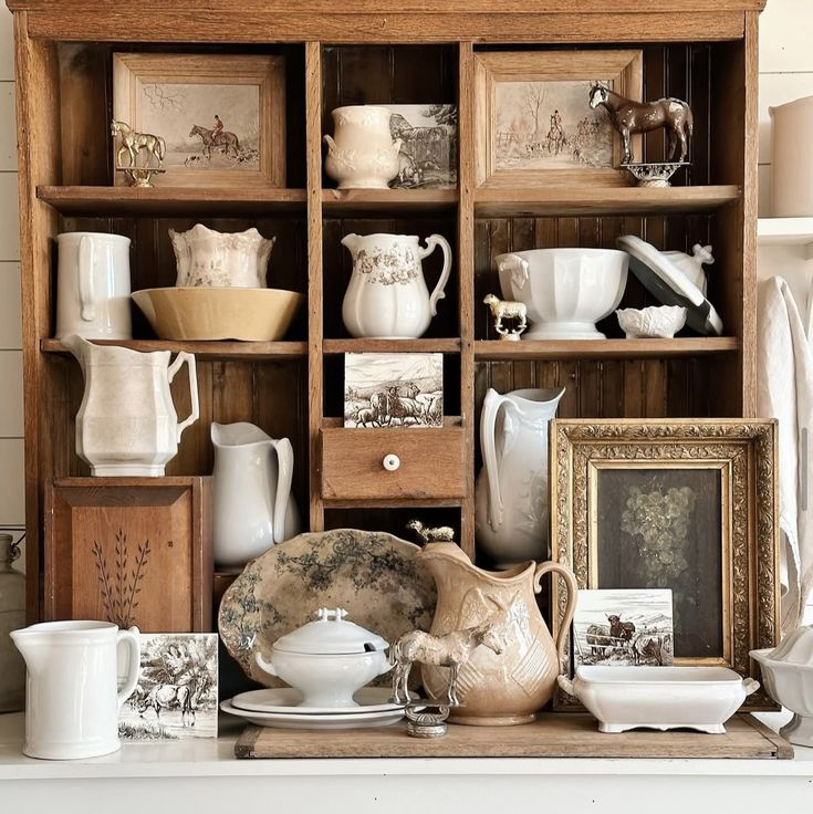 Display Antique Ironstone Pitchers & Pottery