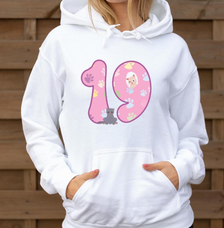 19th Birthday _ Cat Lover Shirt _ Cat Birthday - Unisex Hoodie