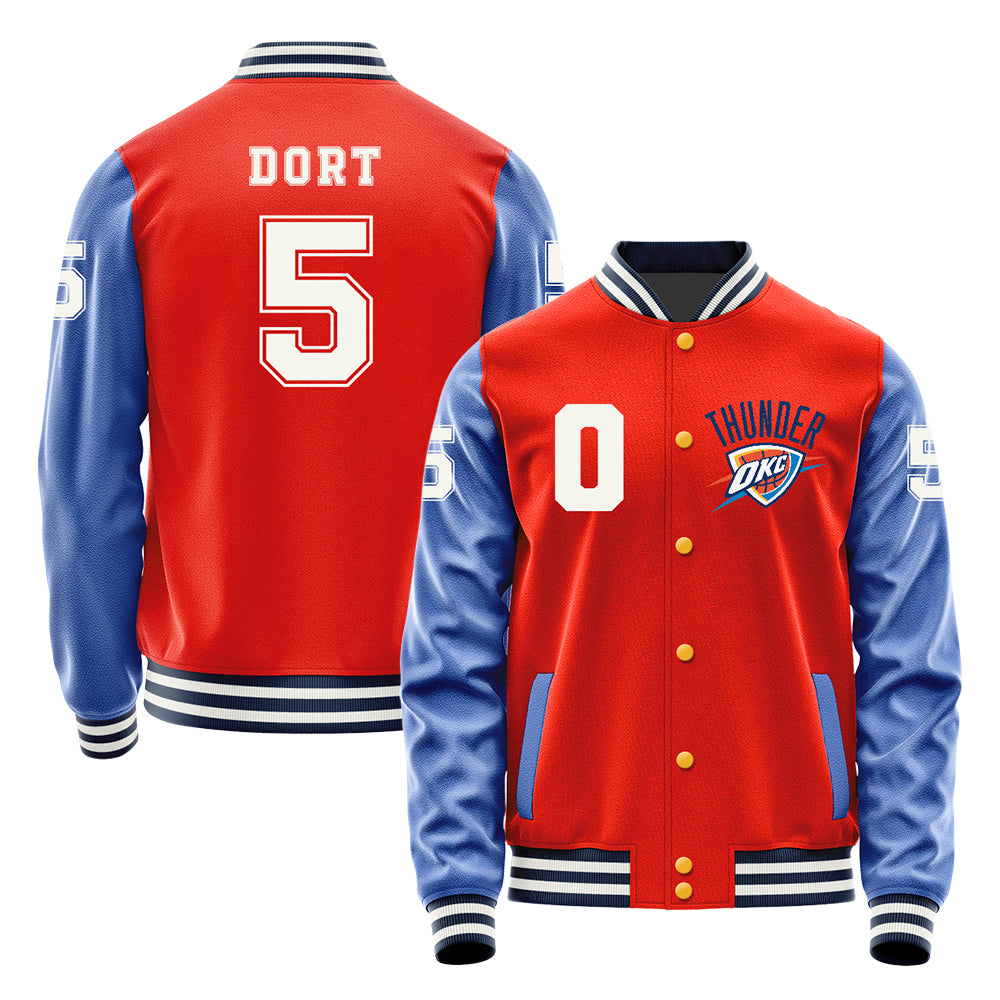 2025 NBA Finals Oklahoma City Thunder #5 Luguentz Dort Varsity Letter Jacket