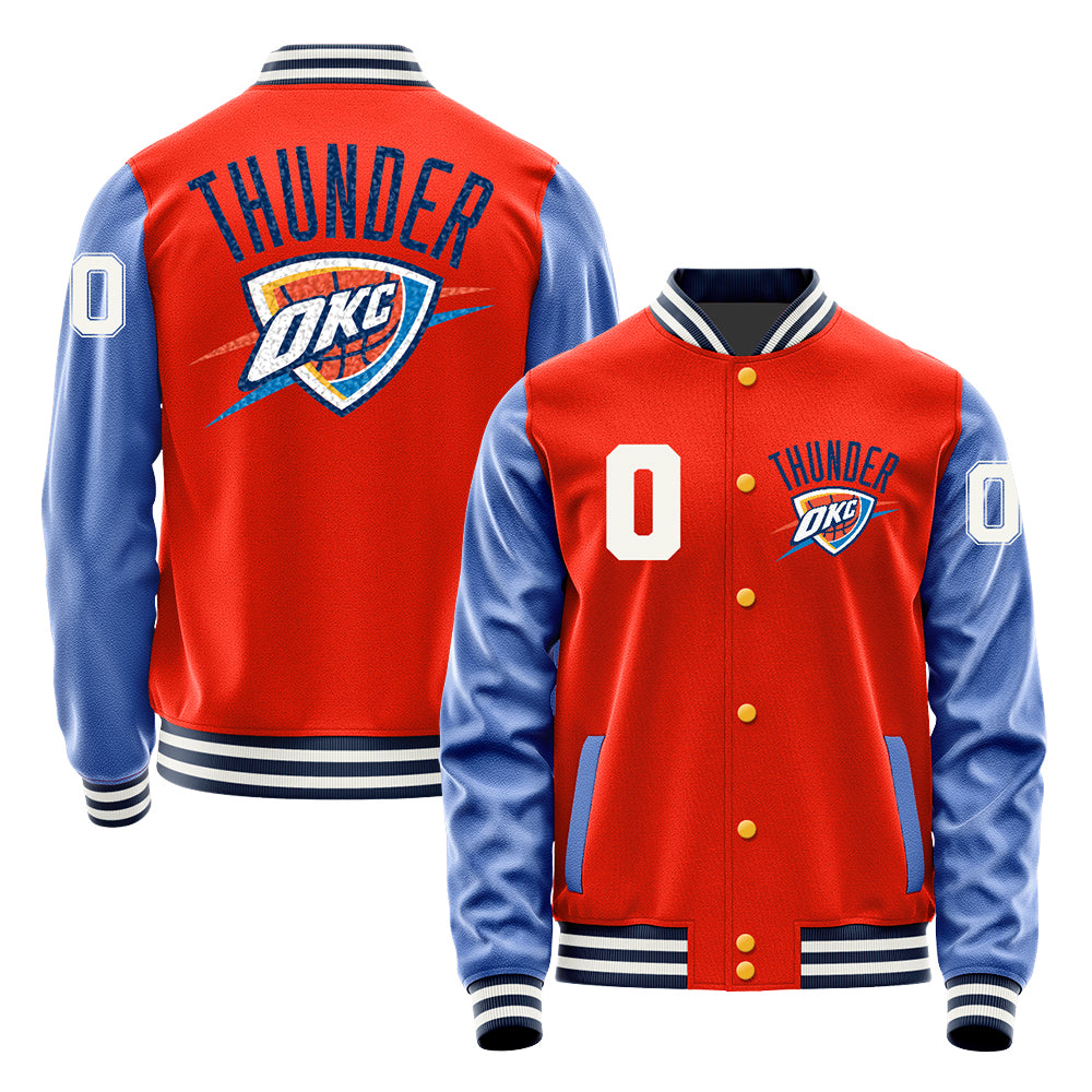 2025 NBA Finals Oklahoma City Thunder Varsity Letter Jacket Custom Letter And Number