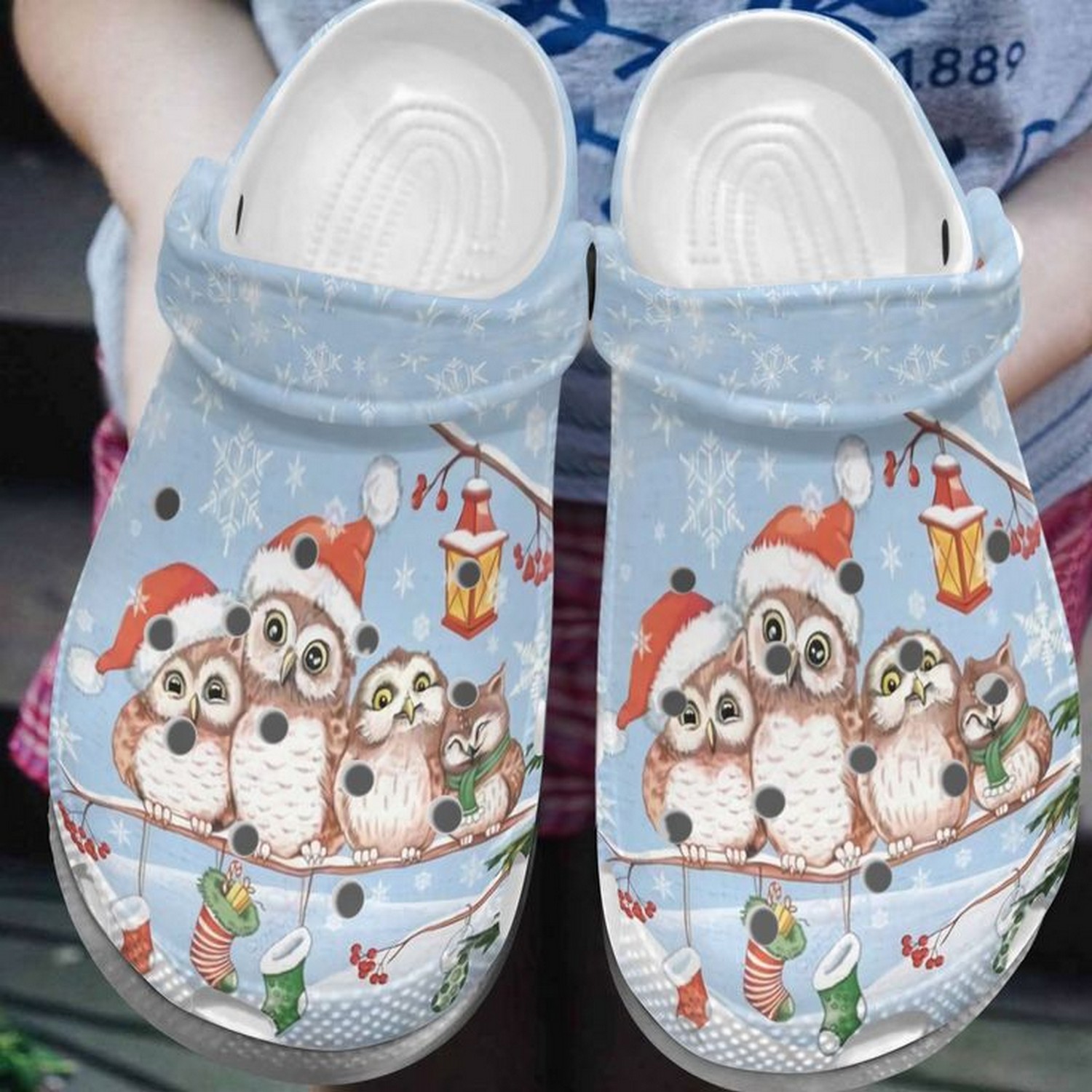 3d Christmas Owl Santac Fashion With Snowflake Pattern Blue For Kids And Adults 