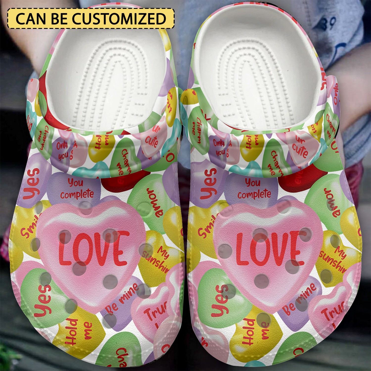 3d Colorful Hearts Valentines Day Crocs For Men Women Kids