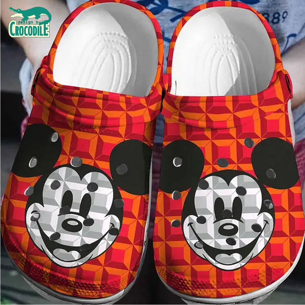 3D Funny Face Mickey Mouse Red Crocs Customized Print For Kids & Adults