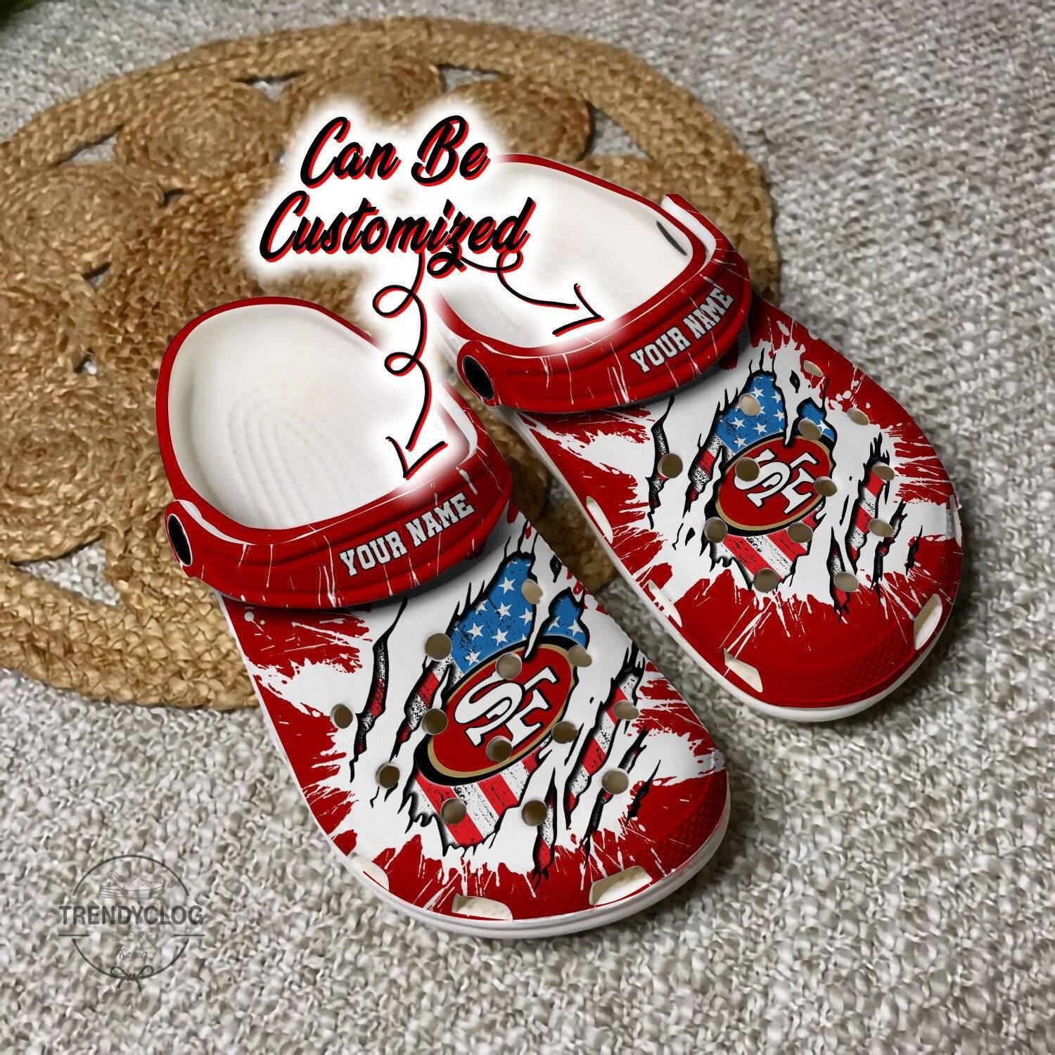 49Ers Crocs Personalized Sf 49Ers Football Ripped American Flag Crocs For Fans 