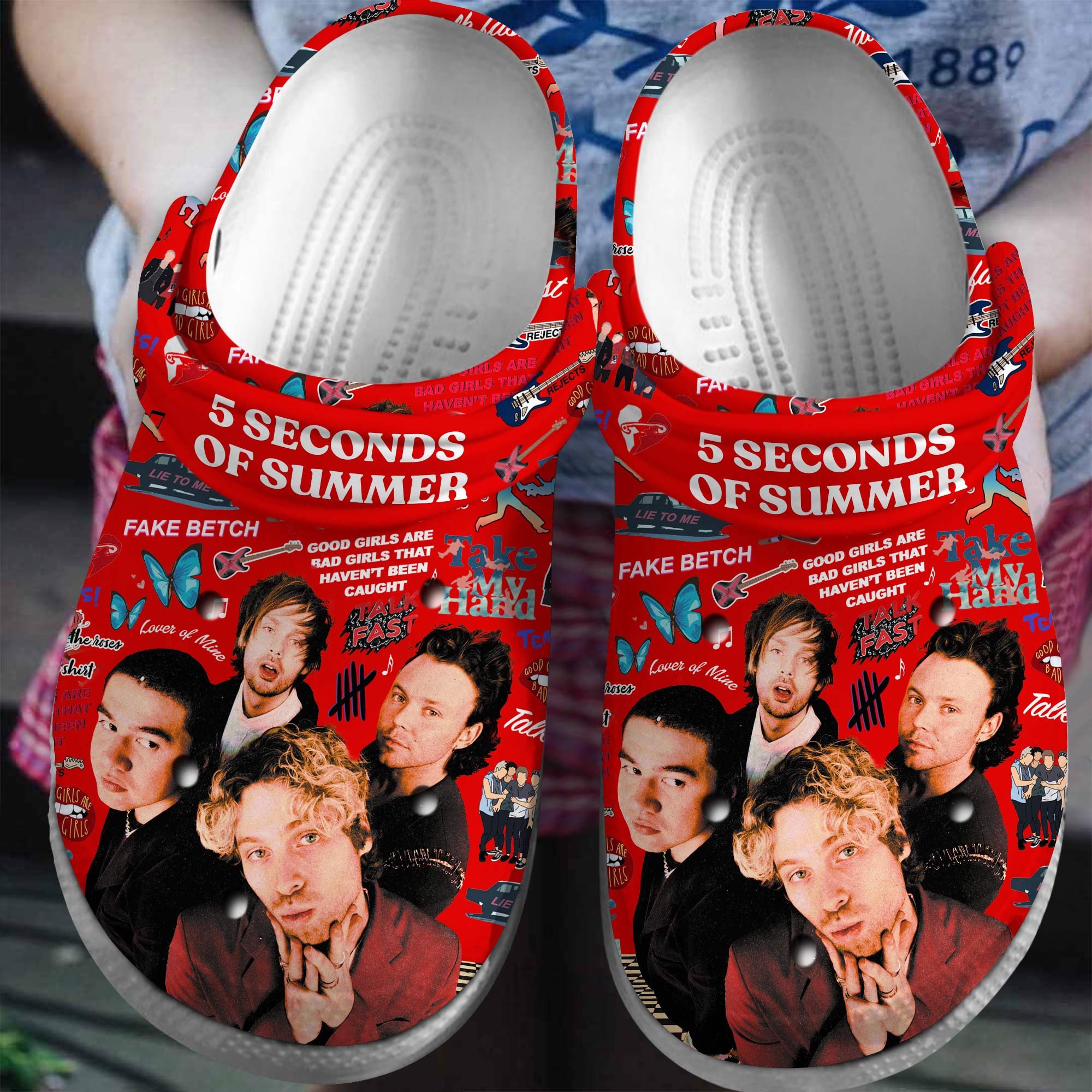 5 Seconds Of Summer Crocs Featuring Band Logo And Style