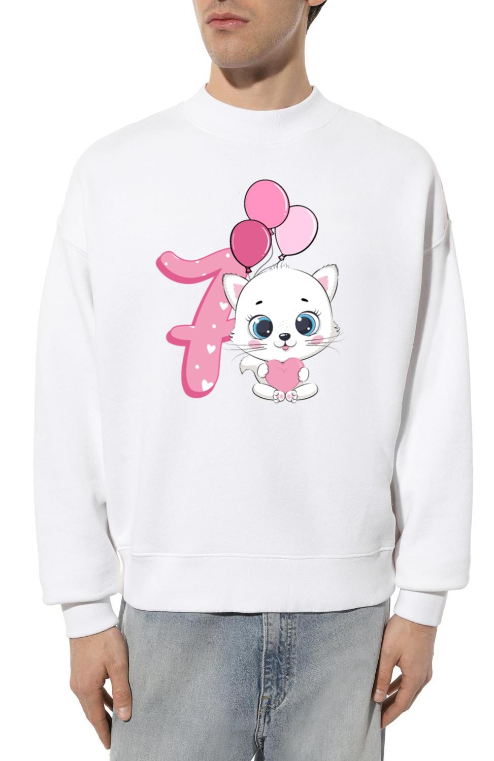 7th Birthday Kitten _ Cat Birthday Shirt _ Cat - Unisex Sweatshirt