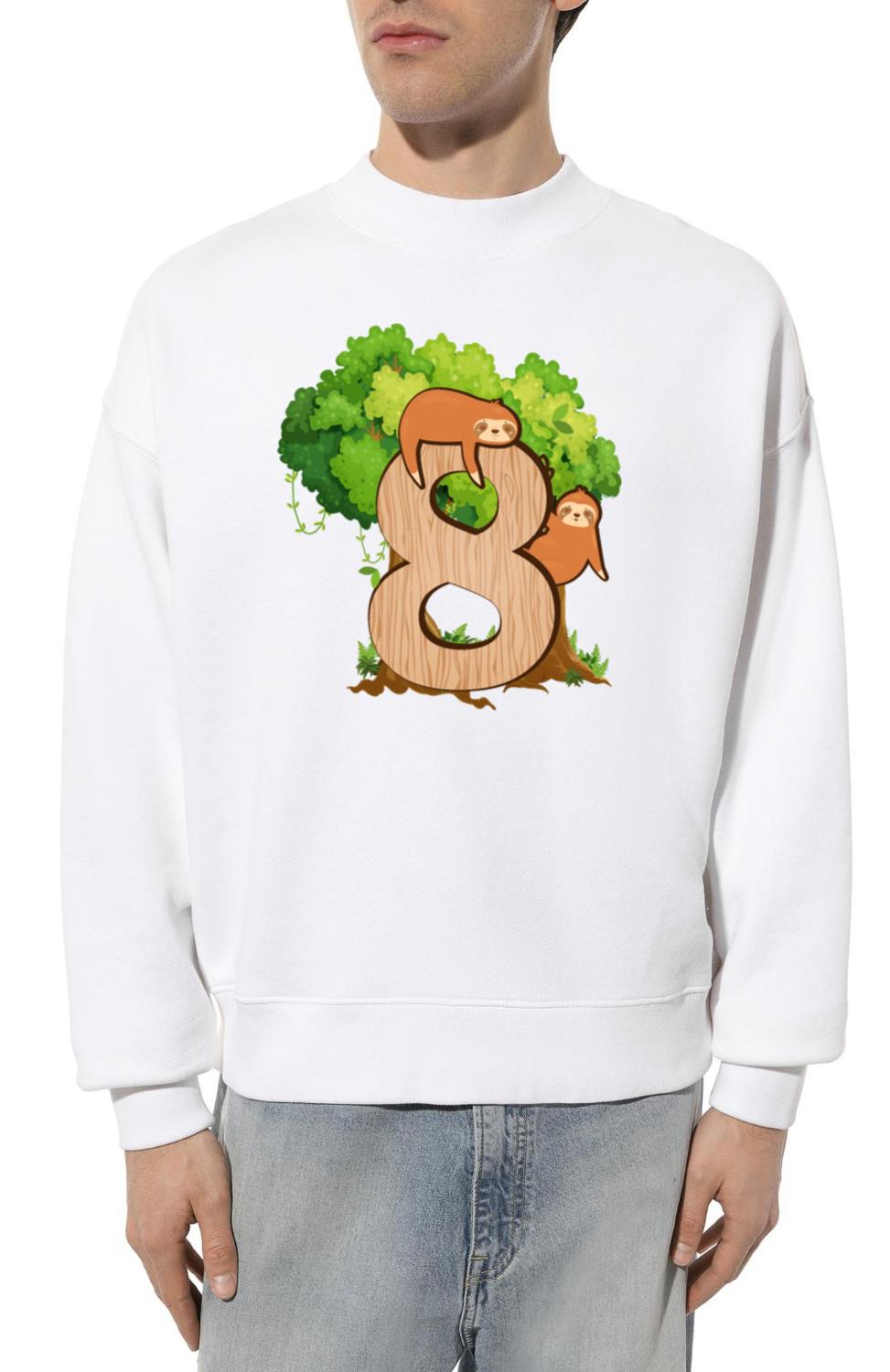 8th Birthday _ Sloth Birthday _ Sloth Themed - Unisex Sweatshirt