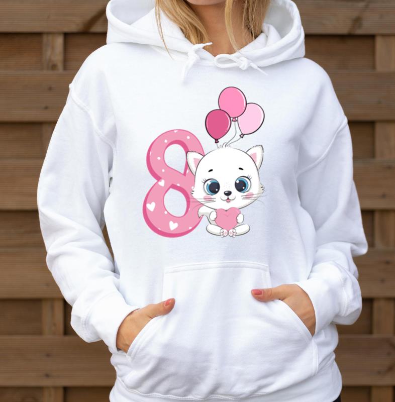 8th Birthday Kitten _ Cat Birthday Shirt _ Cat - Unisex Hoodie