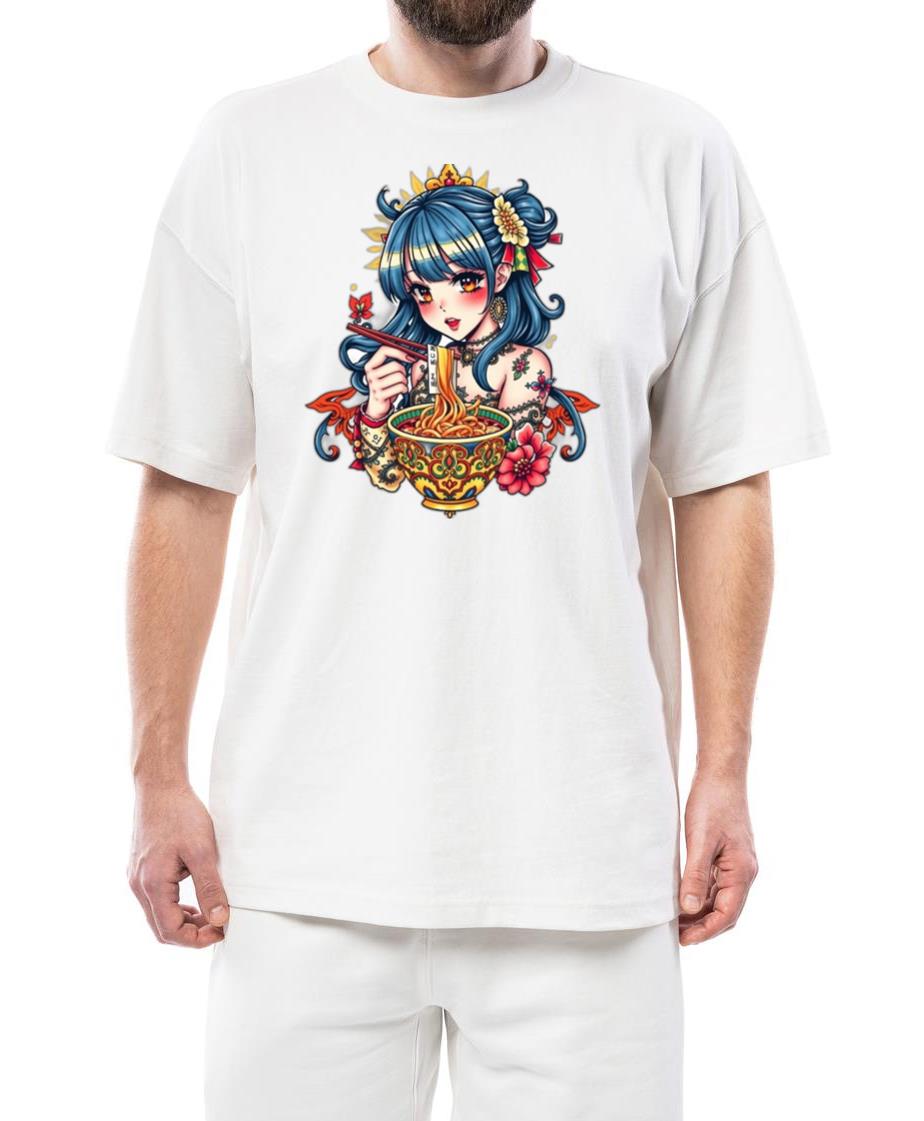 _Anime Girl Eating Ramen Stickers & Merch - Unisex Standard T-Shirt